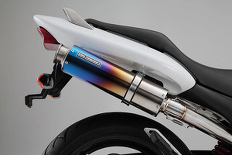 BEAMS  BMS-H01J-SS14 HORNET250 ラウンド <チタングラデーション> スリップオンJMCA ビームス マフラー JP-BMS-MU309TI