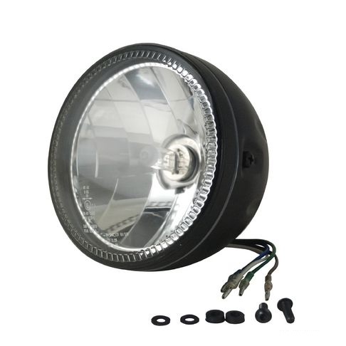 NCY 汎用 FA51型 ジュエルリング ホワイトLED ポジション ヘッドライト 【H4バルブ付き 60/55W】 NCY-508