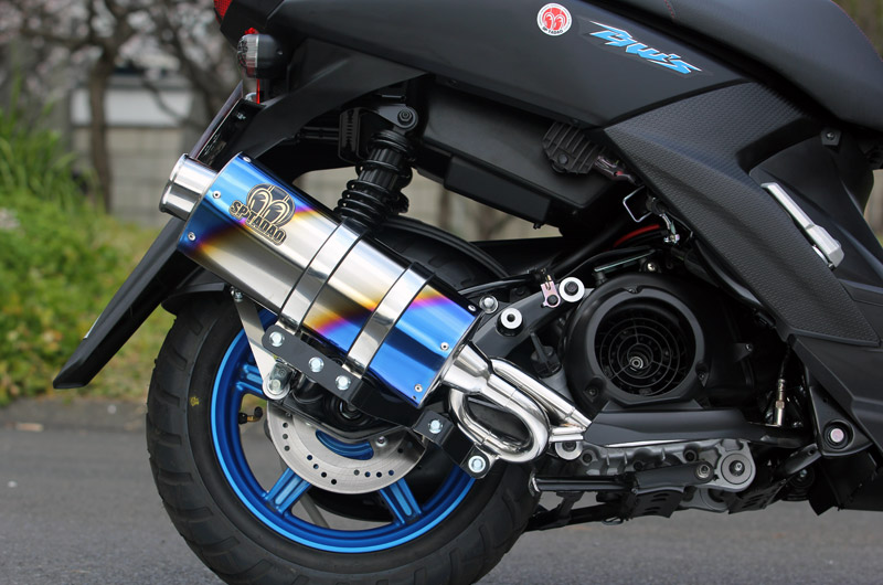 SP TADAO SP忠男マフラー 16~BW’S125 ビーウィズ (EBJ-SEA6J）　PURE SPORT　”OVAL” ゴールドエンブレム　チタンブルー CY1-GE-52 SPT-CY1-GE-52a