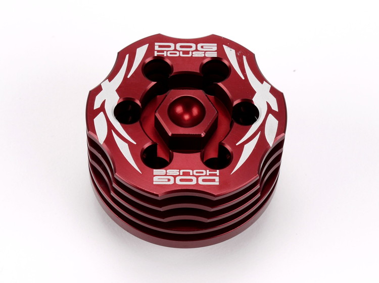 DOG HOUSE 鍛造CNC 冷却フィン付　オイルストレーナーキャップ（オイルドレインプラグ） レッド YAMAHA(ヤマハ）車用、シグナスⅩ,BW`S125,GTR125 TA-DOG-BT001RD