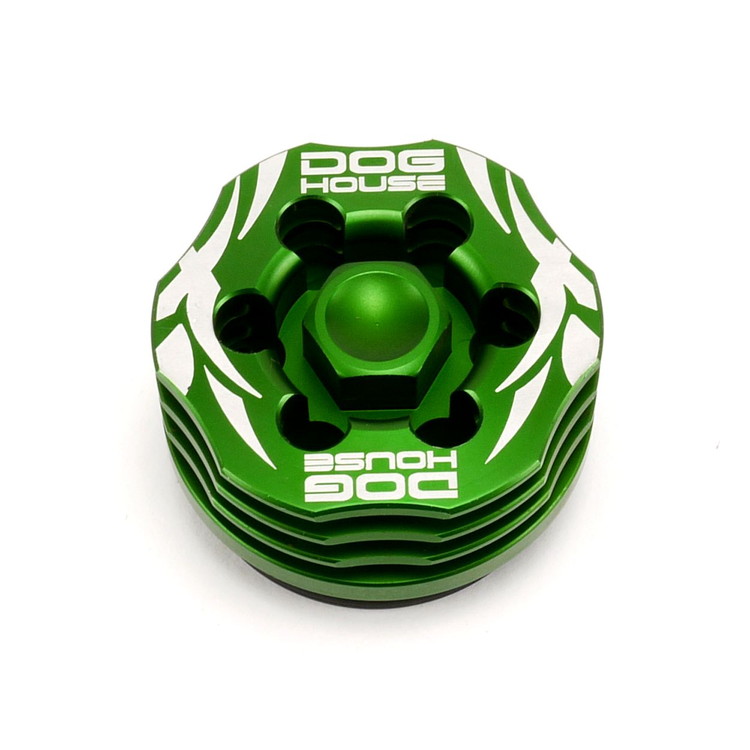 DOG HOUSE 鍛造CNC 冷却フィン付　オイルストレーナーキャップ（オイルドレインプラグ） グリーン YAMAHA　MAJESTY S(マジェスティＳ）,SMAX,MAJESTY125(マジェスティ125）用 TA-DOG-BT002GN