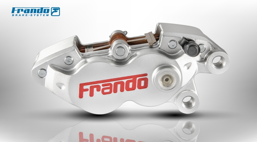 FRANDO HF-8 4ポット・レーシング・キャリパー　シルバー（レッド　ロゴ）　右用 TA-FRA-BC03SIR