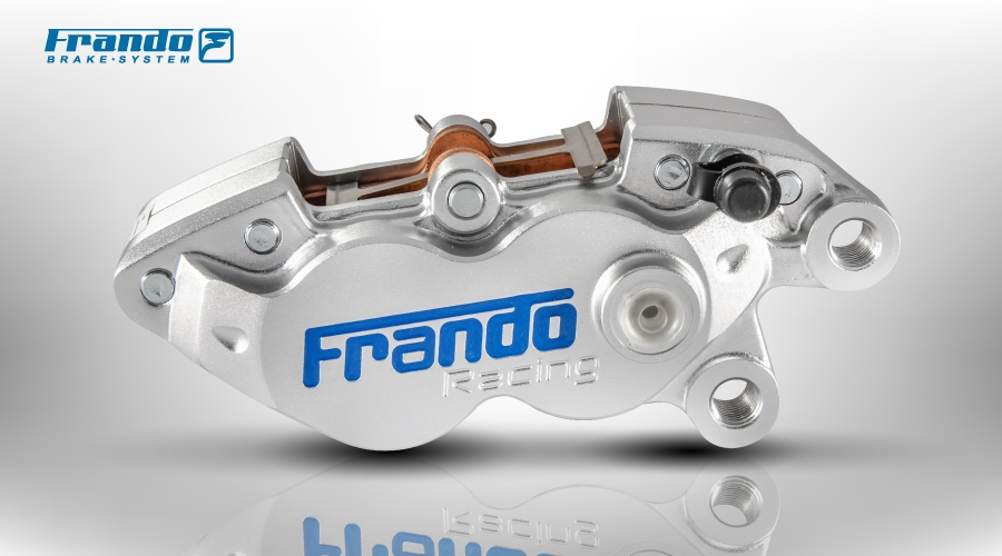 FRANDO HF-8 4ポット・レーシング・キャリパー　シルバー（ブルー　ロゴ）　右用 TA-FRA-BC04SIR