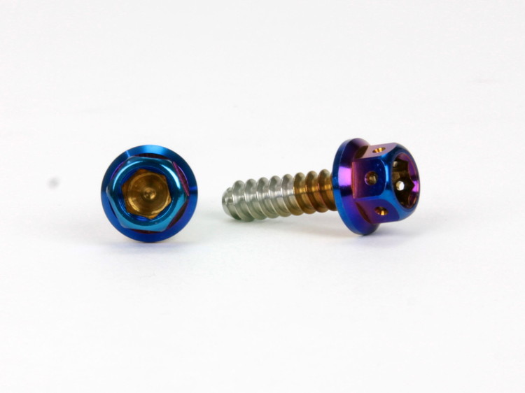 ☆Star Bolt CNC加工 ヘキサゴンヘッド　SUS PVDチタンコート タッピングスクリュー　M5×17mm　焼き色ブルー仕上げ 0004