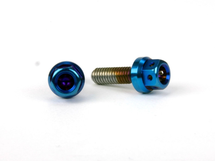 ☆Star Bolt CNC加工 ヘキサゴンヘッド　SUS PVDチタンコート マスタシリンダーキャップ用皿ボルト　M4×11mm　焼き色ブルー仕上げ 0007