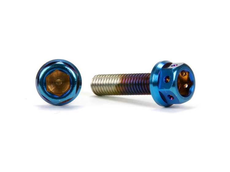 ☆Star Bolt CNC加工 ヘキサゴンヘッド　SUS PVDチタンコート ボルト　M5×20mm　P0.8mm 焼き色ブルー仕上げ 0011T