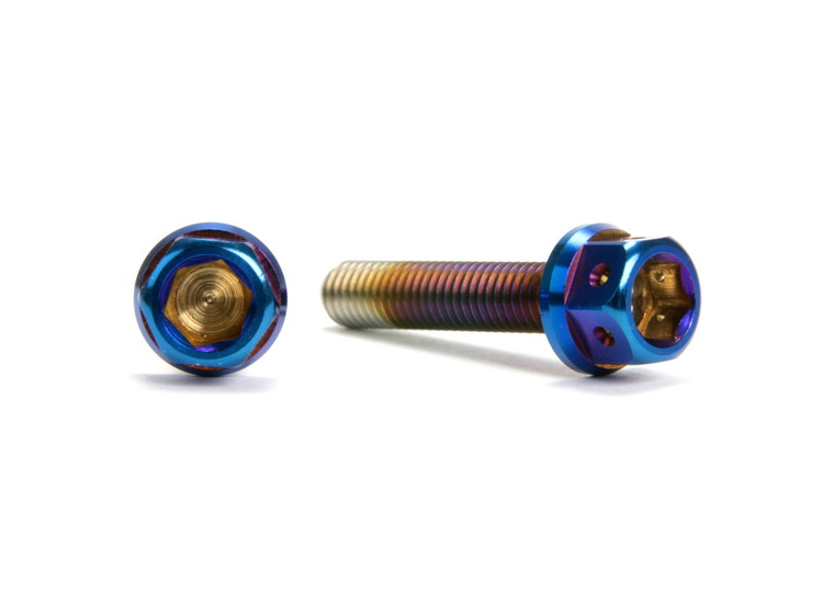 ☆Star Bolt CNC加工 ヘキサゴンヘッド　SUS PVDチタンコート ボルト　M5×25mm　P0.8mm 焼き色ブルー仕上げ 0012