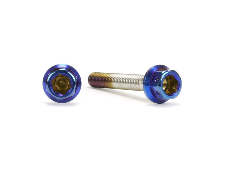 ☆Star Bolt CNC加工 ヘキサゴンヘッド　SUS PVDチタンコート ボルト　M5×35mm　P0.8mm 焼き色ブルー仕上げ 0014T