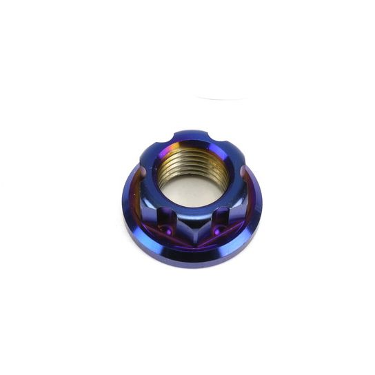 ☆Star Bolt CNC加工 SUS ステンレス PVDチタンコートリアホイールアクスル用 フランジナット M14 P1.5 焼き色ブルー仕上げ シグナスＸ,GTR125,BW`S125等に 100TI