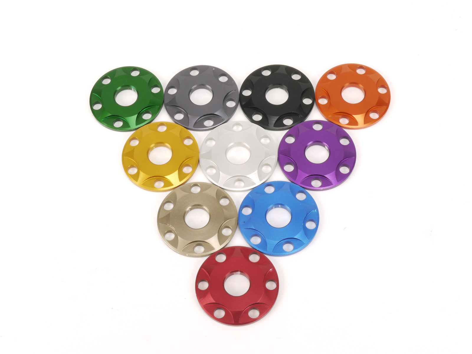 ☆Star Washer CNC加工 アルマイトカラー 6ホール スターデザインワッシャー ゴールド M6用 0126