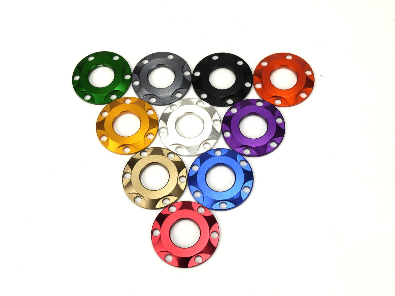 ☆Star Washer CNC加工 アルマイトカラー 6ホール スターデザインワッシャー グレー M10用 0128