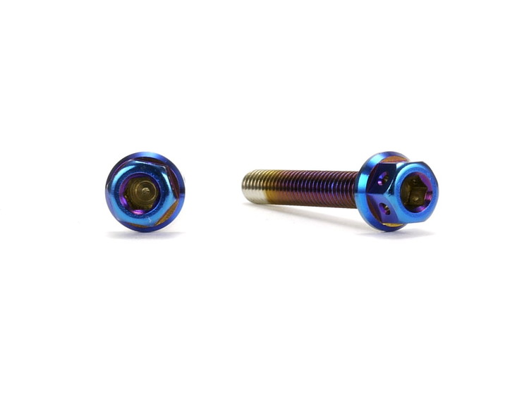 ☆Star Bolt CNC加工 ヘキサゴンヘッド　SUS PVDチタンコート ボルト　M4×25mm　P0.7mm　焼き色ブルー仕上げ 0323T