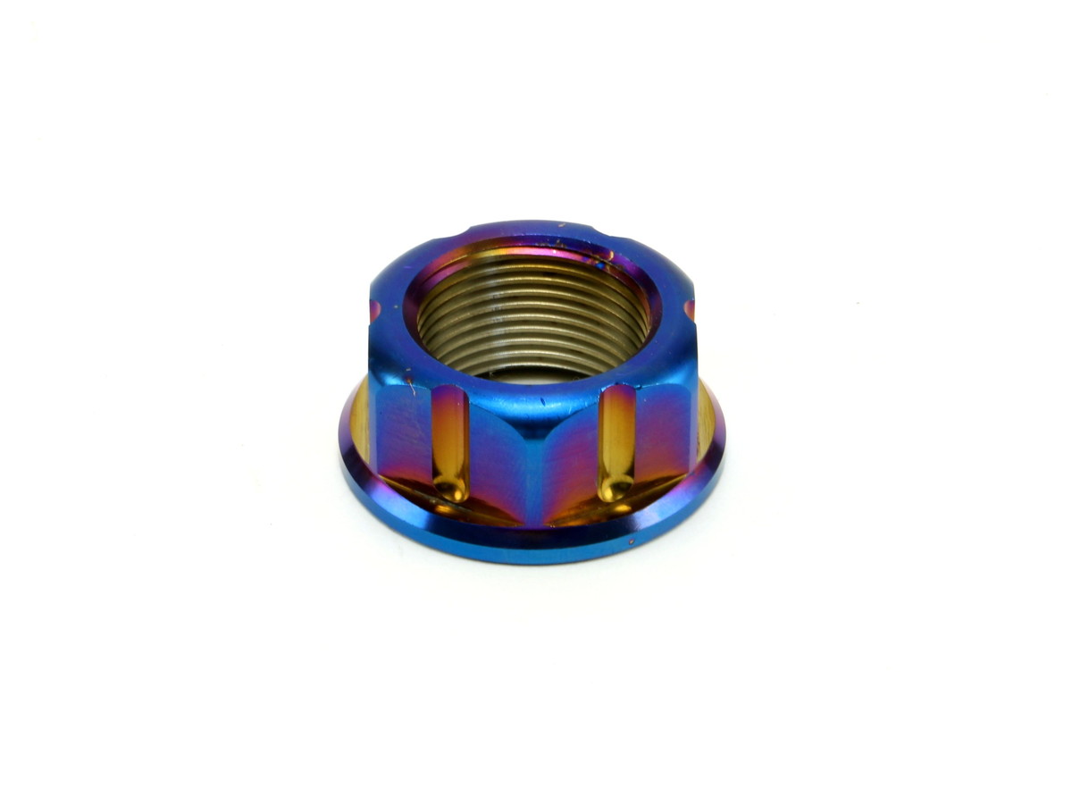 ☆Star Bolt CNC加工 SUS SUS PVDチタンコート１２ポイントフランジナット M24　P1.5　焼き色ブルー仕上げ　TMAX リアアクスル用 0385T