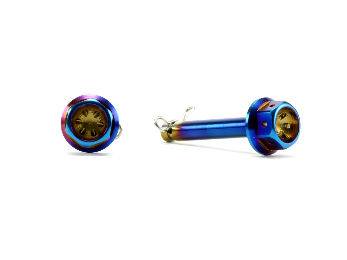☆Star Bolt TMAX530　SUSリアステップ ホールドピン 左右セット　6mm×38mm　焼き色ブルー仕上げ 0332T