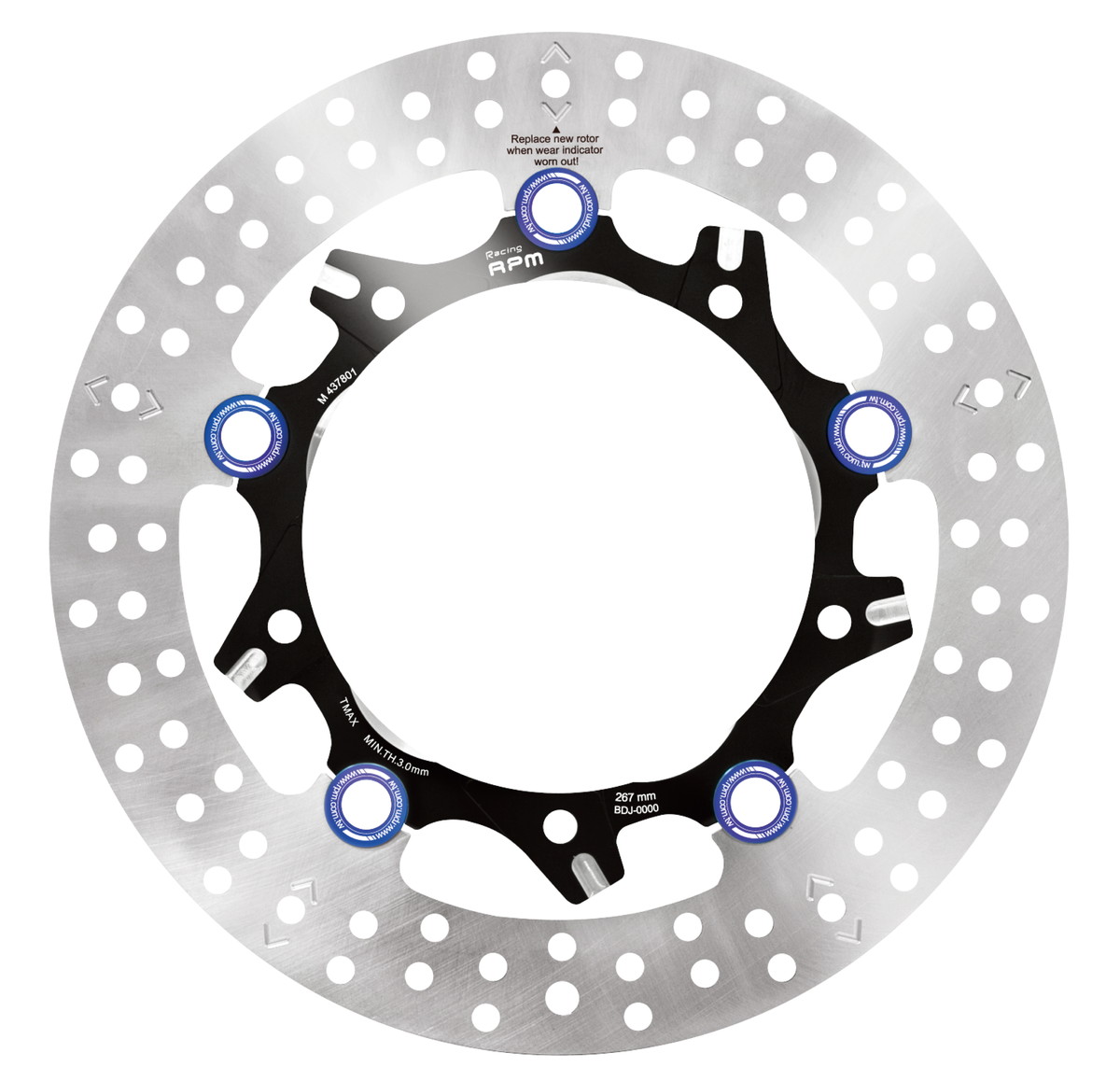 RPM TMAX530 　ドリルドベンチレーテッドフローティングディスク267mm フロント右用　ブラック STF-TMAX-TSAX001R-BK