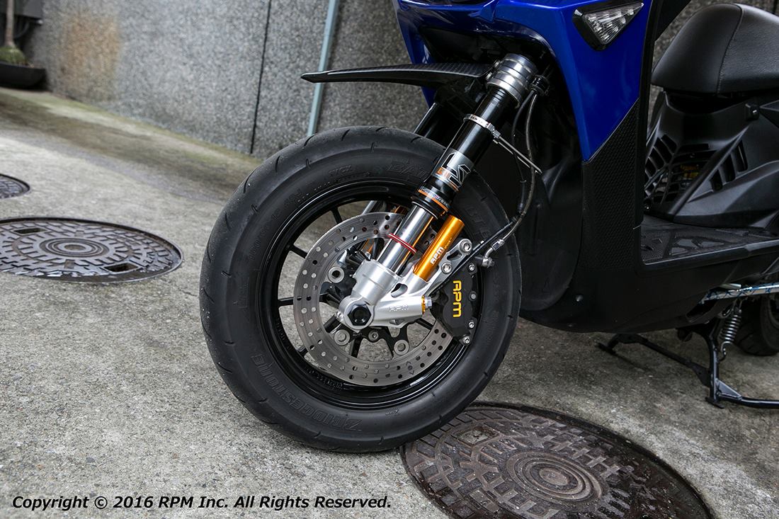 RPM GⅡLS 倒立フロントフォーク＋アンダーブラケットセット 40㎜ピッチキャリパー仕様　カラーオーダー 【CYGNUS X】【シグナスX】【BW`S125】【BW`S R】 ZF-CDB