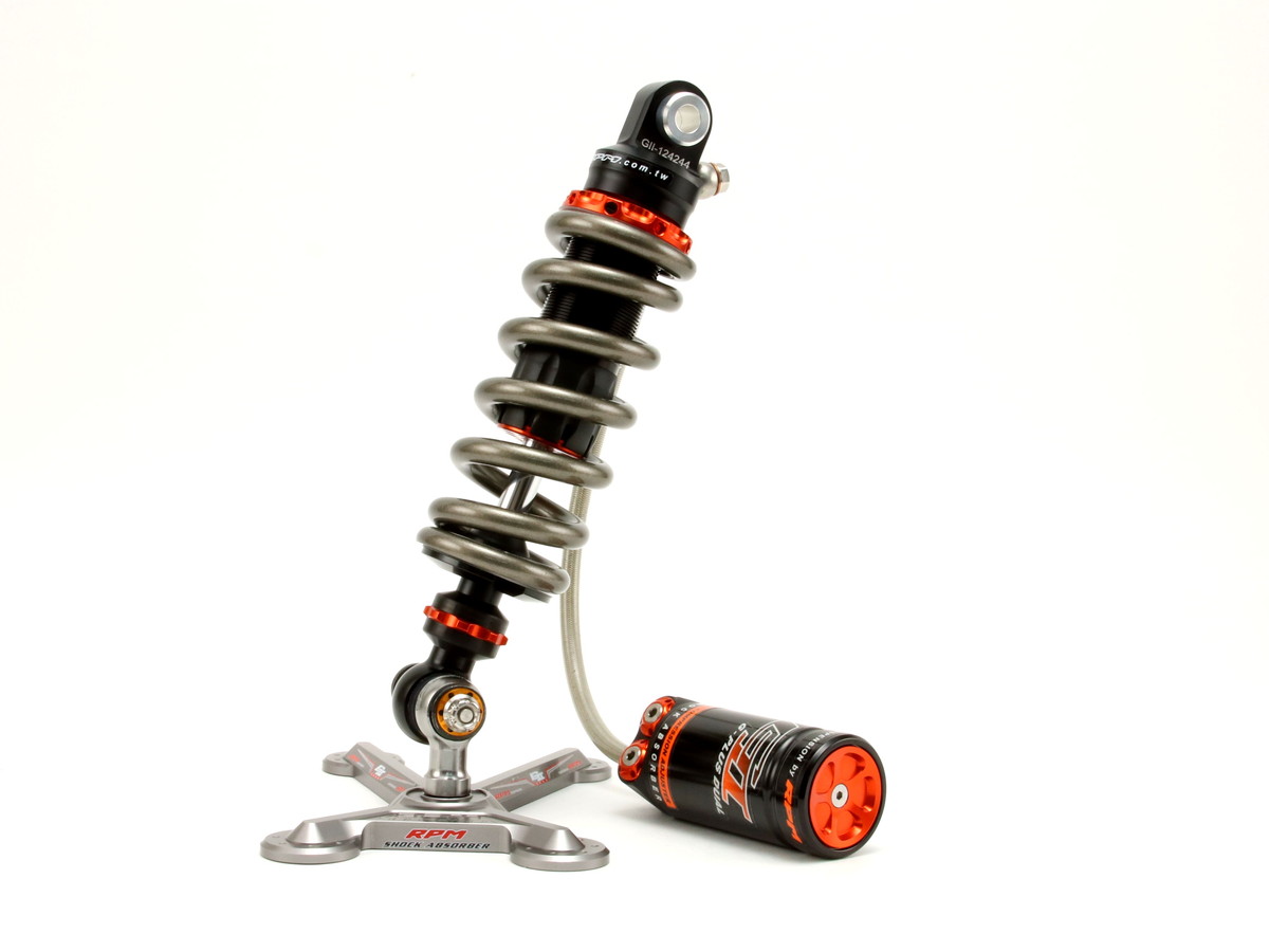 RPM GII DUAL COMP HI/LO YZF-R25、R3、MT-25、MT-03 用セパレートリザーバー　リアサスペンション　オレンジ/ブラック 0101-059275-570000