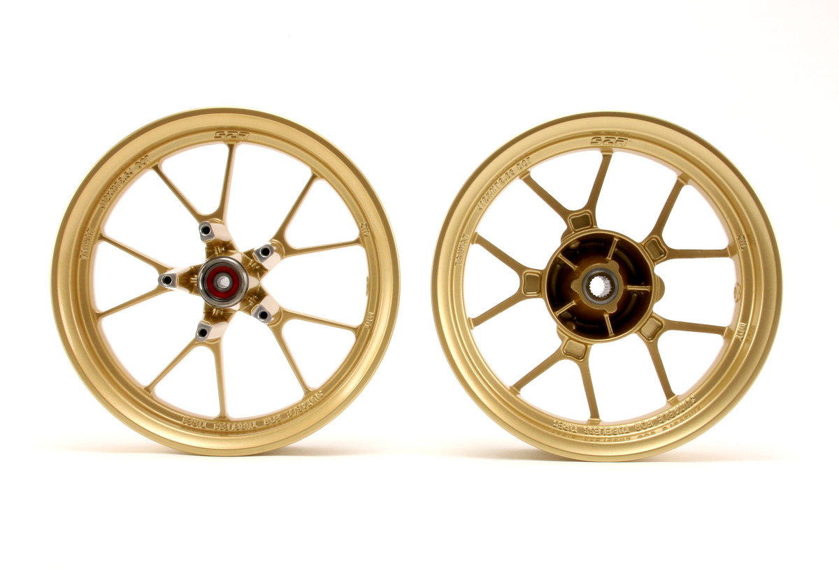 S2R【シグナスX】【4TH CYGNUS X】【BW’S125 SEA6J】Y字 10スポーク 軽量ホイール前後セット　ゴールド TA-S2R-WH001GD